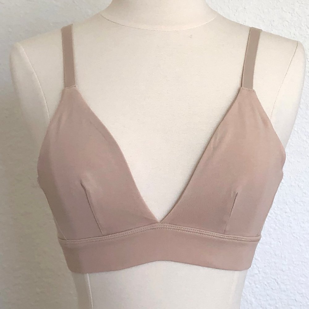 Organic Basics Triangle Bra in Oak | Organic Cotton Wire Free Bralette | Size XS